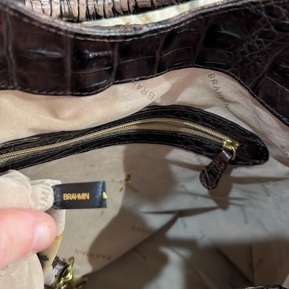 💕 Brahmin crocodile leather purple x large satchel bag nice 💕 - Picture 13 of 15